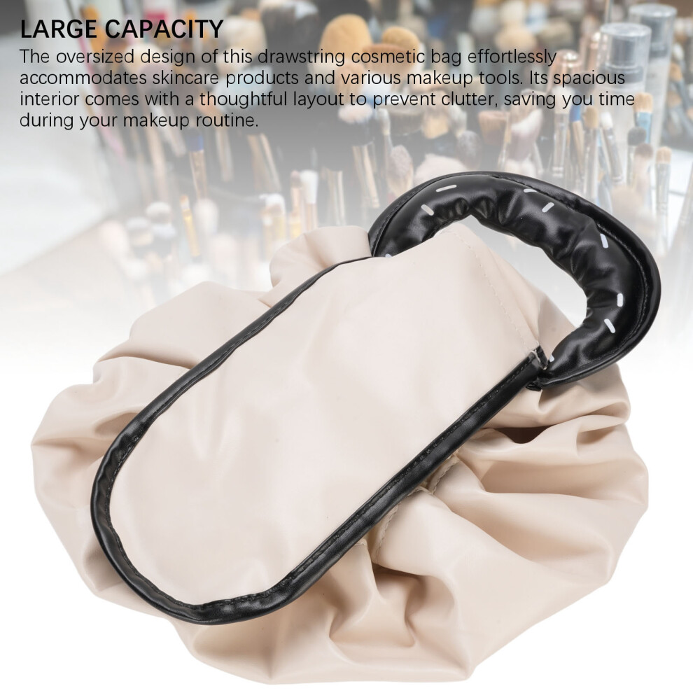 Beige Kosmetiktasche Mit Kordelzug, Wasserdicht, Pu,