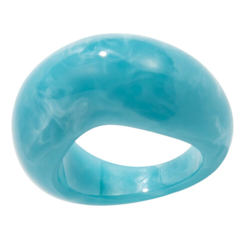 Stilvoller V-förmiger Harzring, einzigartiger Fingerschmuck-Blau