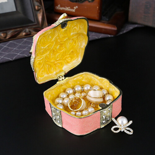 Metallschmuck-Organizer, Kristalle, Schleife,-Rosa 2