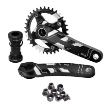 Aluminum Alloy Crankset for Mountain Bike Enthusiasts, Hollow Integrated Pedal Crank 170Mm With Narrow Wide Chainring And Rainbow Plating