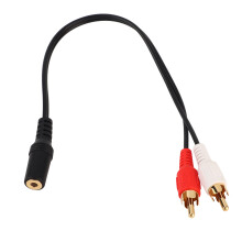 Audio adapterkábel, 3,5 mm-es apa - RCA anya, oxigénmentes rézmaggal a kiváló hangminőségért, aranyozott csatlakozókkal a tartósságért és