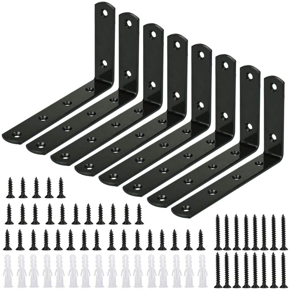 Anti-Corrosive L-Bracket For Furniture, Stainless Steel Smooth Edges L-Shaped Design Shelf Brackets With Countersunk Head Screw Hole For 9433291726518