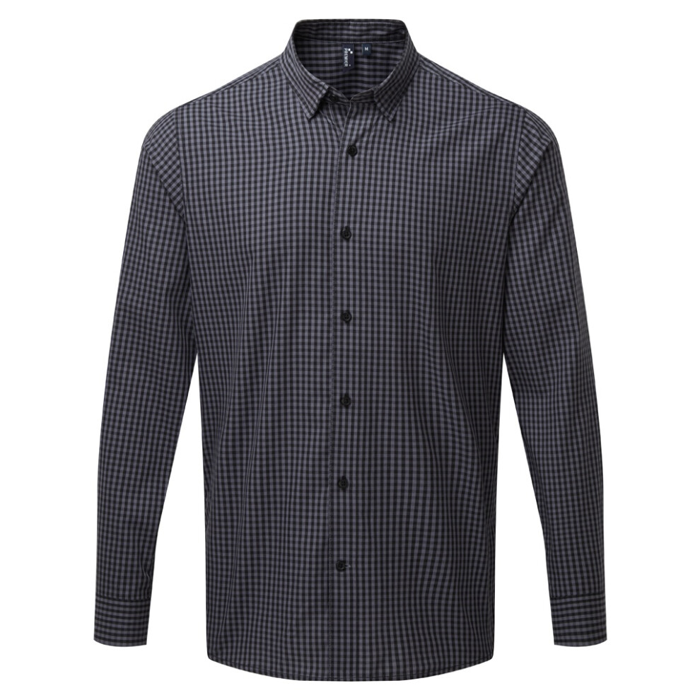 Premier (3Xl, Steel/Black) Mens Maxton Check Long Sleeve Shirt
