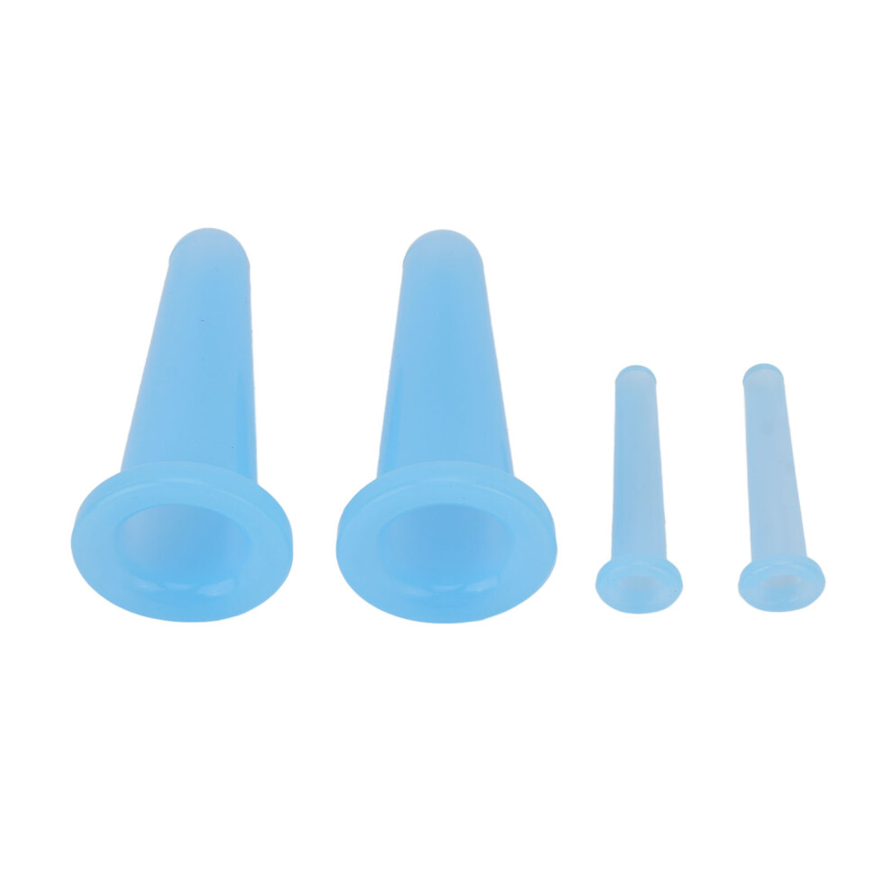 Blue Silicone Suction Massage Cups 4Pcs For Cellulite & Facial Treatment