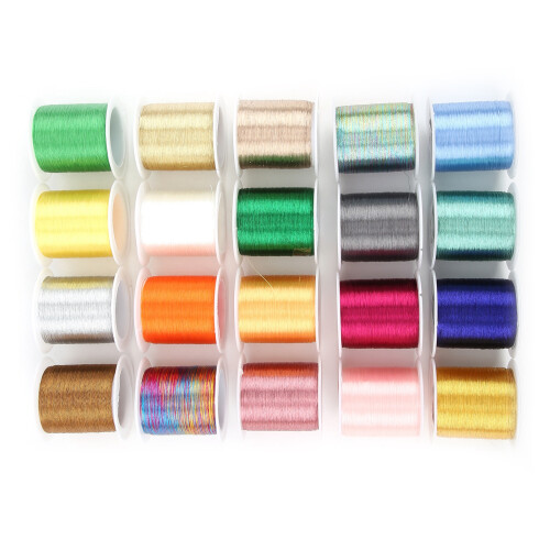 Hand Needle Work Glittery Thread Spool Polyester Sewing Thread Kits Metallic Embroidery Threads Sparkling Effects Creative Craft Ideas Decorative Thre 1