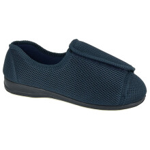 (8 UK, Navy Blue) Sleepers Unisex Adult Terry Extra Wide Slippers