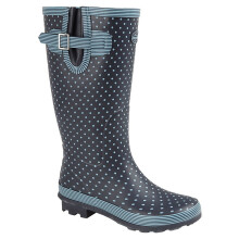 (5 UK, Pale Blue Polka Dot/Navy) Stormwells Womens/Ladies Polka Dot Wellington Boots