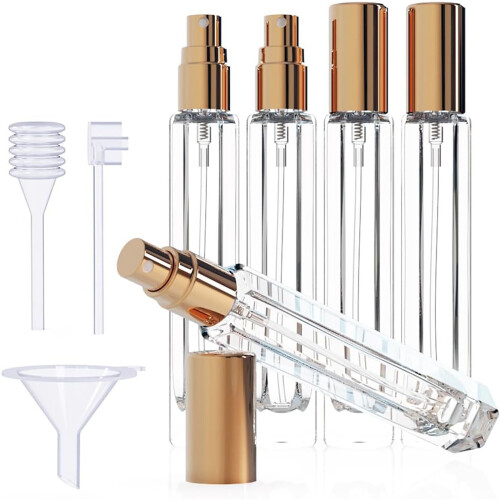 5PCS Glass Travel Perfume Bottles Refillable Atomizer Set-gold