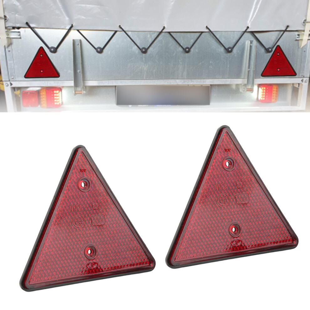 2Pcs Waterproof Pc Reflector For Truck Trailer Rv Triangular Red 4351377317564