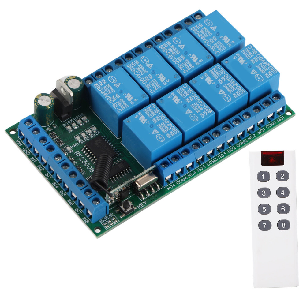 Remote Control Module 8-Ch 433.92Mhz 24V 100M Range Fixed Encoding 7621372929145