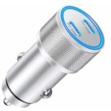 Chargeur de voiture intelligent à distribution d'énergie, charge rapide double USB avec câble certifié MFi, protection contre les surtensions et