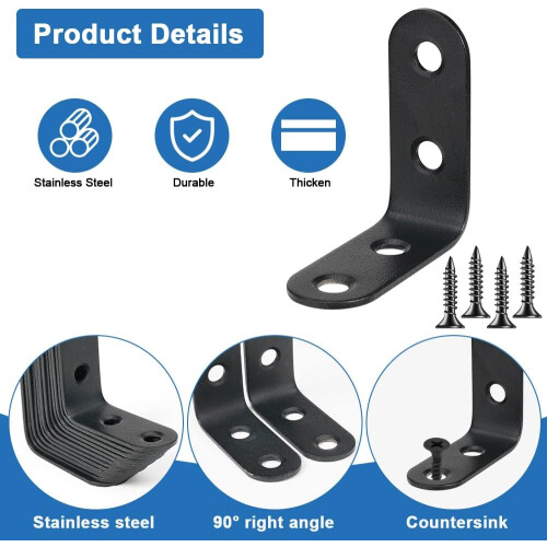 Heavy Duty L Brackets, Cast Iron Shelf Bracket Joint, Smooth Surface Edges, Corrosion Rust Resistance, Round Corner Countersunk Hole, Durable Rust 2