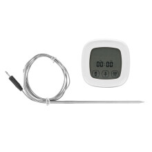 Digitalt probetermometer, LCD-berøringsskærm til ovnsikker rustfrit stålprobe, probe med høj målenøjagtighed og temperaturalarmtimer.