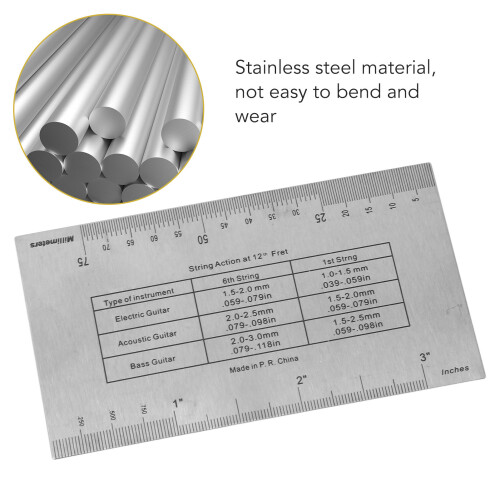Stainless Steel String Action Ruler Guitar Setup Gauge Multifunctional 2