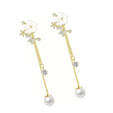 Boucles d'oreilles classiques en perles de fleurs, ton-Or