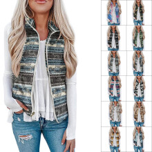 Ethnic Pattern Sleeveless Tie Dye Fleece Vest Grey XL Warm Soft Outwear