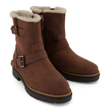 (, ) TOMS Ionie Moto Waxy Suede Women's Dark Brown Boots