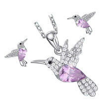 Collier et boucles d'oreilles à Motifs d'oiseaux délicats,-Rose