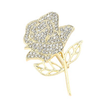 Elegante kleine rozenbroches met strasssteentjes Unieke Rose Pin