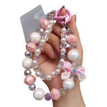 Elegant mobiel accessoire met kralen voor telefoonsleutels-Roze