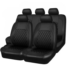 Non-Slip Design Car Seat Covers, Full Set Protectors, Universal Fit for Most Cars, Trucks, SUVs, Airbag Compatible, Premium Waterproof PU Leather