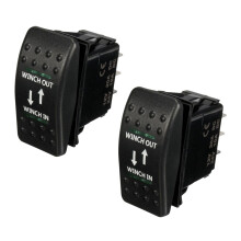 2X 12V 20A Winch in Winch Out EIN-AUS-EIN Wippschalter 7-Polige LED GrÜN