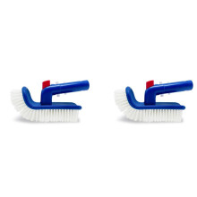 2X Pool Brush for Step & Corner, Rotatable Hand Scrub Brush with Fine Bristles for Cleaning Swimming Pools