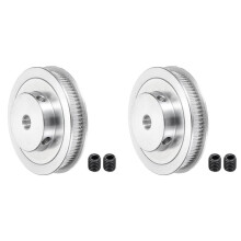 2X 80 Teeth 8mm Bore Timing Pulley, Aluminium Synchronous Wheel Silver with M5 Screw for 3D Printer Belt