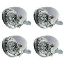 4X Retro Bicycle Bike Accessory Front Light Bracket Vintage 3LED Headlight (Silver)