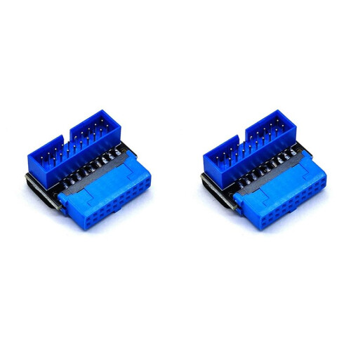 2X USB Header Adapter USB3.2 GEN1 19Pin/20Pin Socket 90 Degree Steering Elbow Converter DIY Desktop Motherboard A