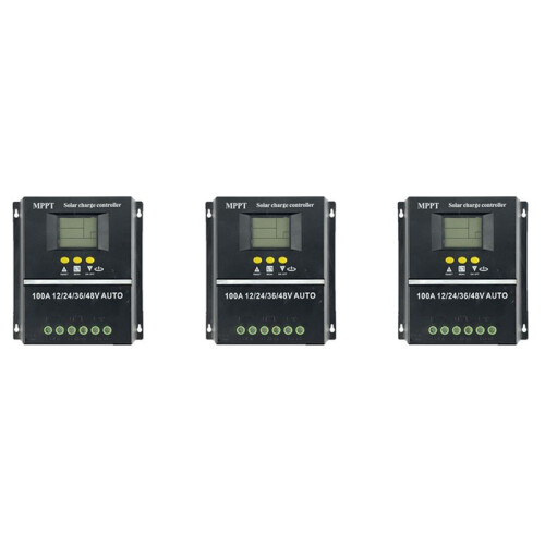 3X PWM 100A 12V 24V 36V 48V AUTO Solar Panel Charge Controller Solar PV Battery Charger with LCD MPPT Solar Controller