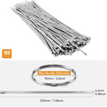 300Pcs Chain Link Fence Ties,Multi-Purpose Self-Locking Stainless Steel Zip Ties for Outdoor Garden Farm Pet Cages Fence