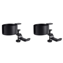 2X Bureau Bekerhouder, 2-In-1 Bureau Bekerhouder met Koptelefoonhanger, Anti-Mors Bekerhouder voor Bureau of Tafel Zwart