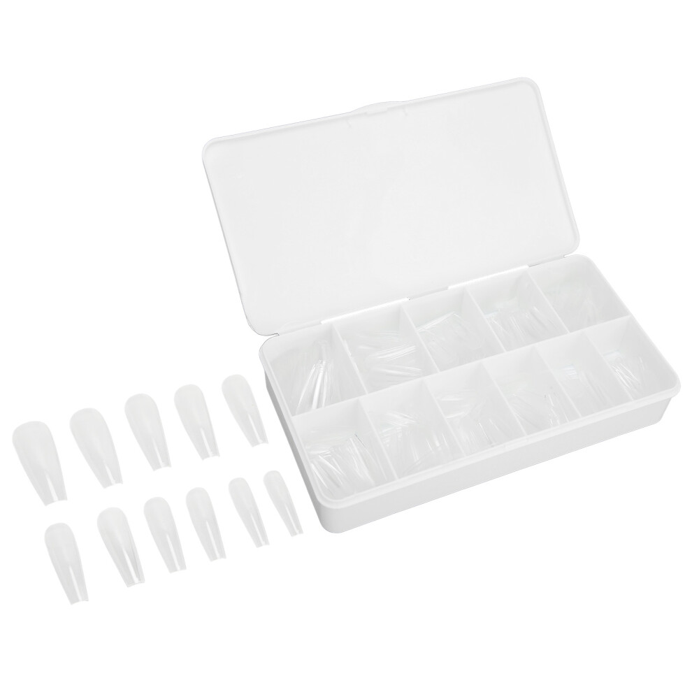550 Pcs Perfect Fit Clear Nail Tips DIY Long Press On Seamless Semi Frosted