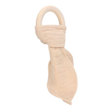 Baby-Holzbeißring mit Baumwollgaze, Hasenohren, Khaki