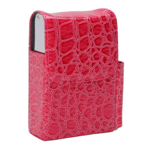 Fashionable Cigarette Accessory, Textured Croc Effect Flip Clamshell Case, Durable Practical Organizer for Personal Style (Red) 1