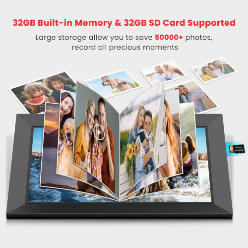 Porta-retratos digital com tela HD de 10,1 polegadas para imagens vibrantes, rotação automática e proteção de privacidade, configuração Wi-Fi 2