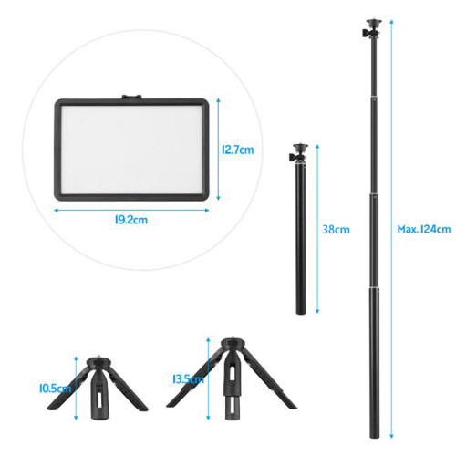 RGB Video Light Kit, 10-Level Dimmable, USB, 160 LEDs, Tripod 1