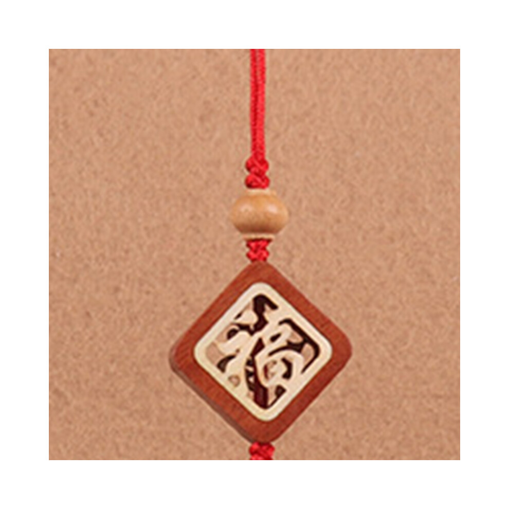 Bright Wood Lotus Car Pendant - Rearview Mirror Decoration Red/Peach 9341381412886