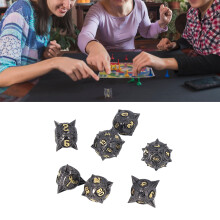 7 Stück Metall-Zinklegierung Würfel-Set, Vintage Schwarz-Gold Polyedrisches Gaming-Zubehör