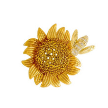 Elegant Sunflower Honeybee Brooch Alloy Accessory For Women