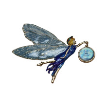 Ethereal Angel Wing broche met antieke afwerking-Hemelsblauw
