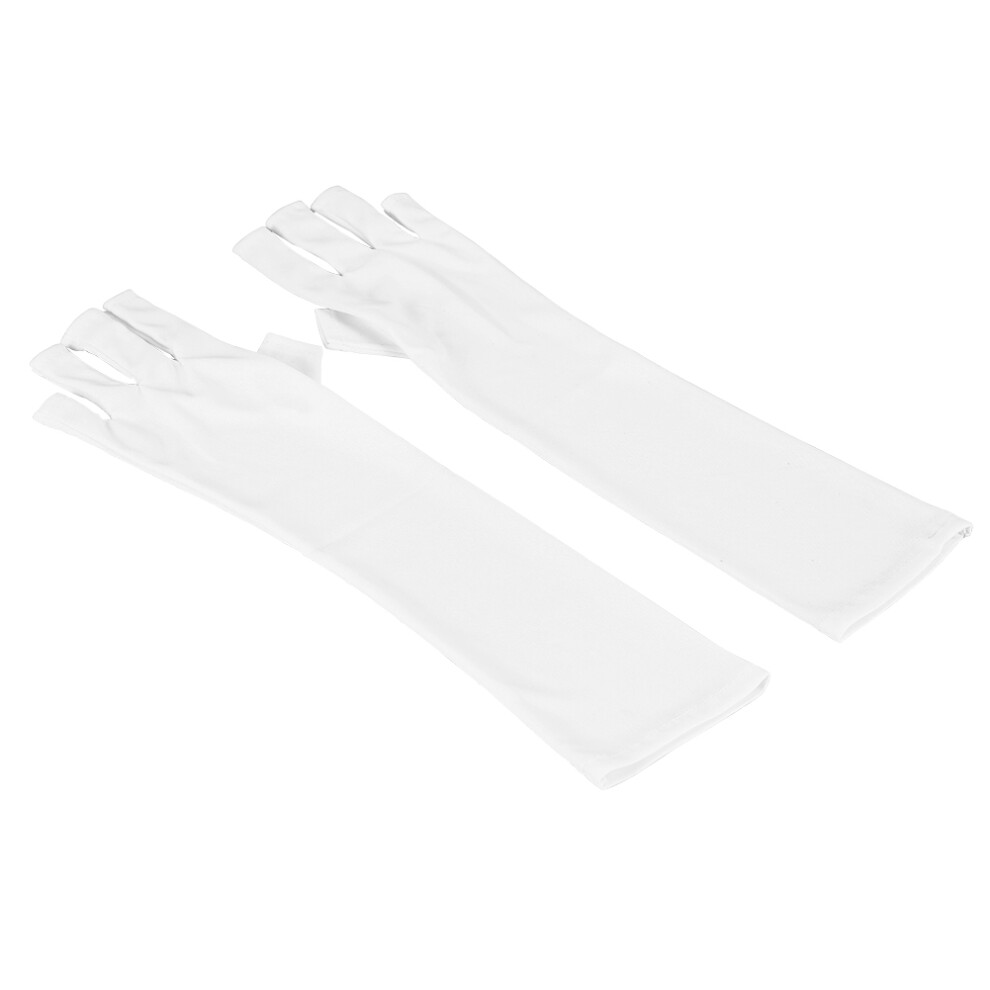 UV Protection Gloves for Gel Manicures, Fingerless Glove for Radiation UV Shield Long Sleeve Anti UV Gloves for UV LED Lamps Nail Dryer, Soft Fabric
