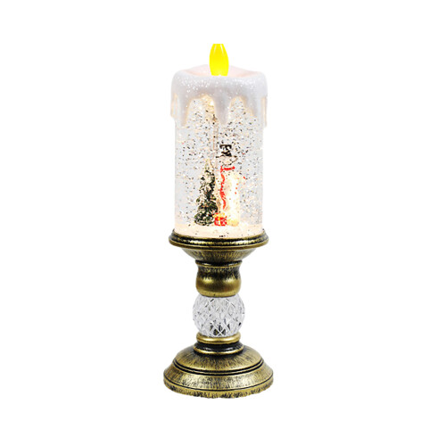 Flameless Candle with Snow Globe Feature, Glittering Lighted Snowfall Effect Candle with Timer Functionality, Battery Operated LED Flameless Candle