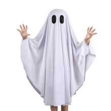 Halloween-maskerad för barn, spöklik elegans spökkostym för småbarn med huva, bekväm passform i mjukt tyg, unisex vit boo-outfit