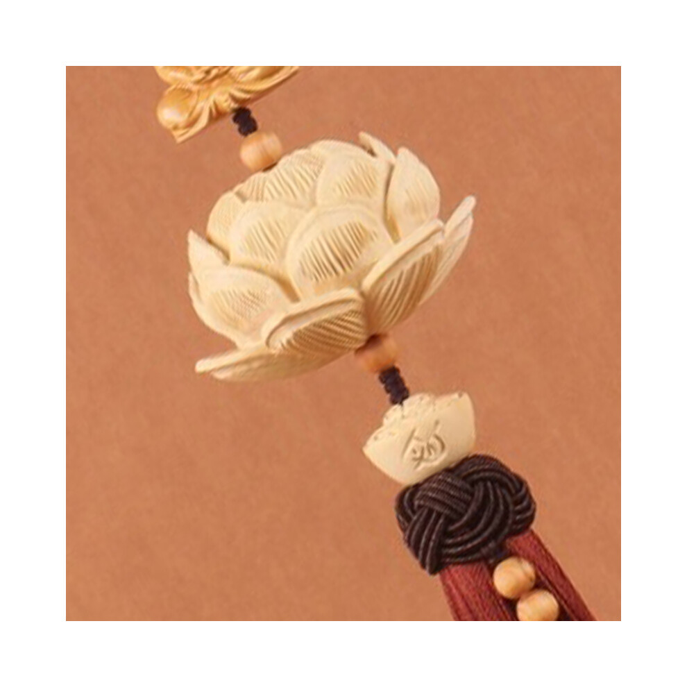 Hand-Carved Lotus Car Pendant Rearview Mirror Ornament Wine Good Luck Buddha Brown 4981372968722