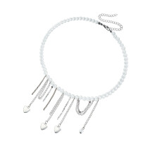 Modern Stackable Rhinestones Heart Drop Chain Chokers Jewelry
