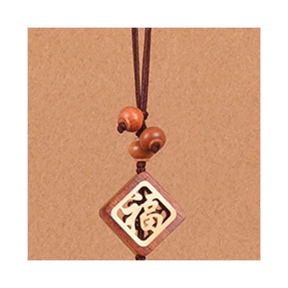 Wood Lotus Car Rearview Mirror Pendant 270G Peach/Brown 8411381413303