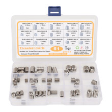 Kit de insertos helicoidais de aço inoxidável para roscas M5, M6, M7 e M8, com estojo resistente e acabamento de precisão. Fácil de usar.