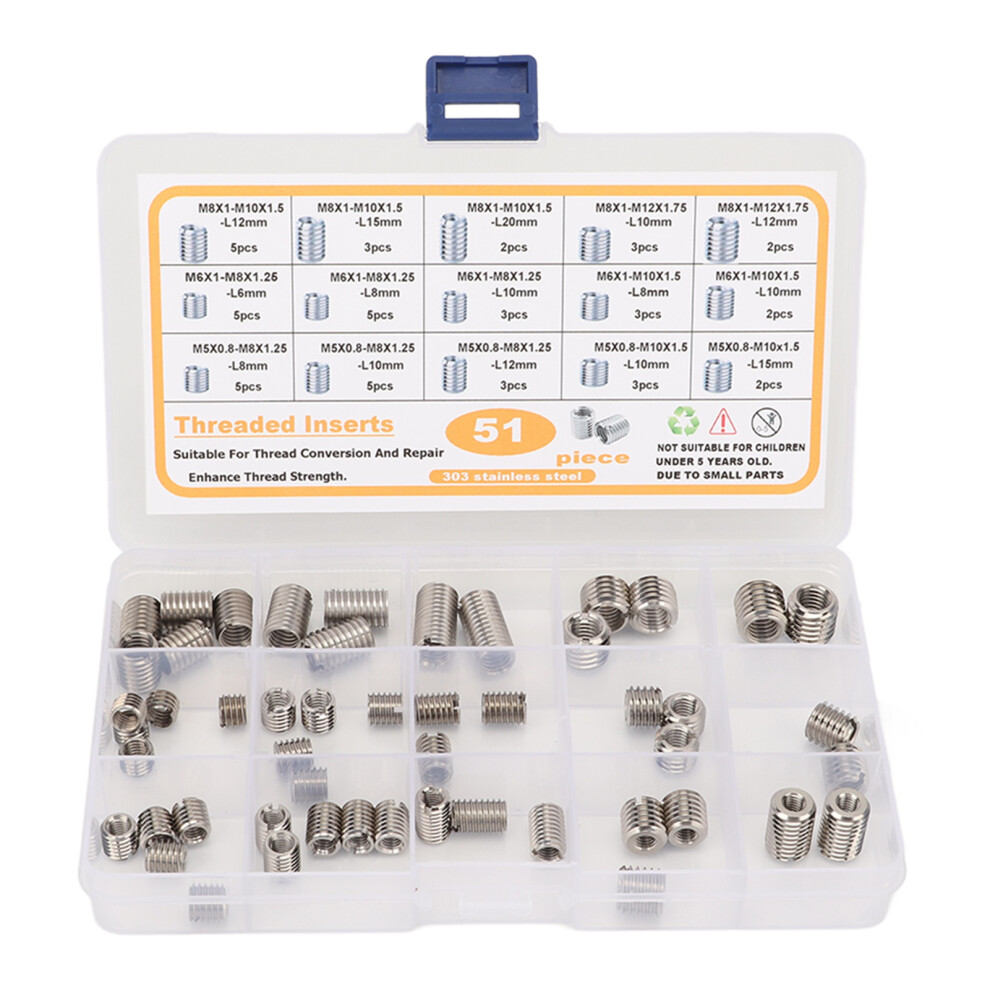 Wire Thread Sleeve Assortment Kit Precision Craftsmanship Easy To Use Stainless Steel Helicoil Inserts For M5 M6 M7 M8 Repairs With Durable Case 9164030032576